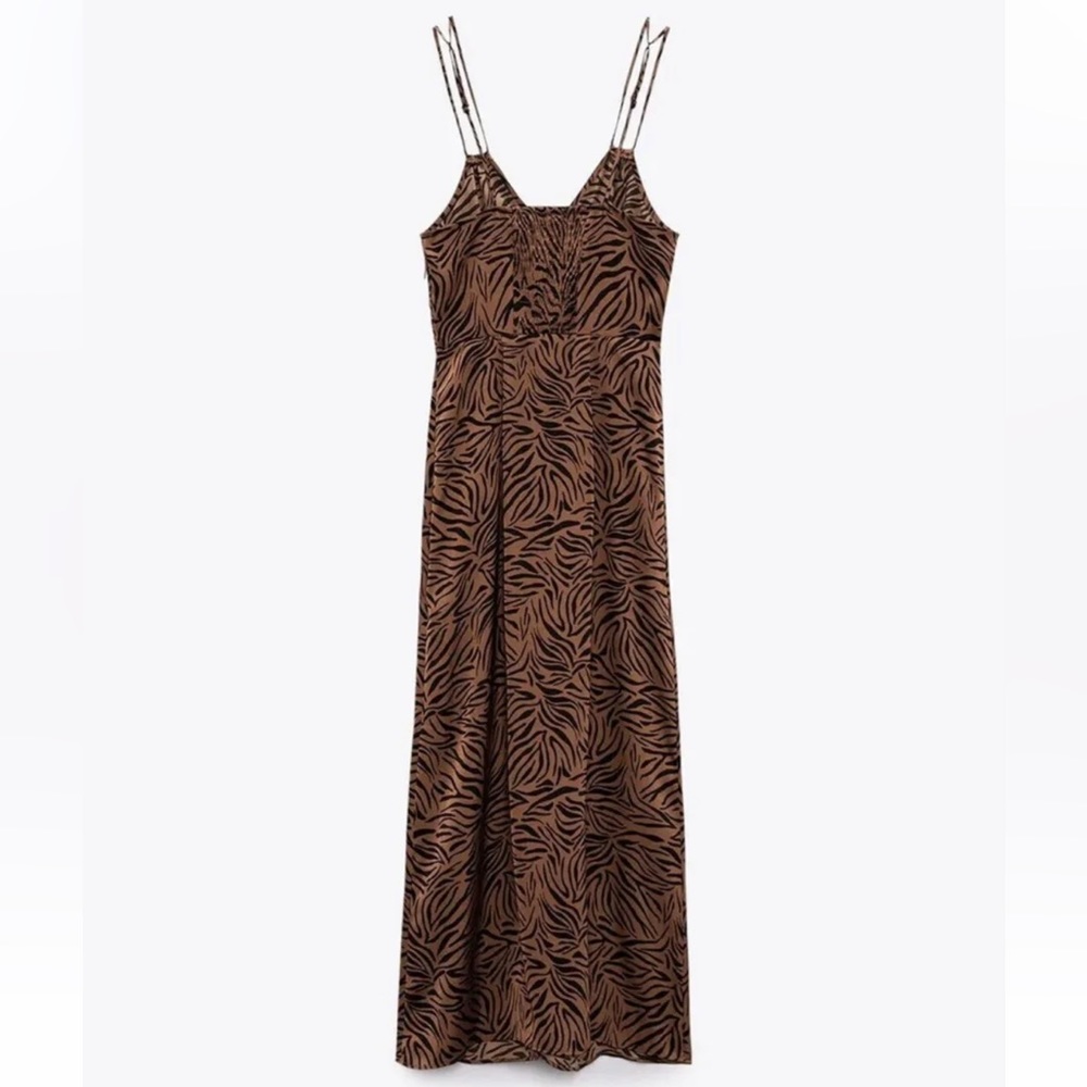 ZARA Satin Animal Print Cut Out XS NWT - Picture 3 of 10